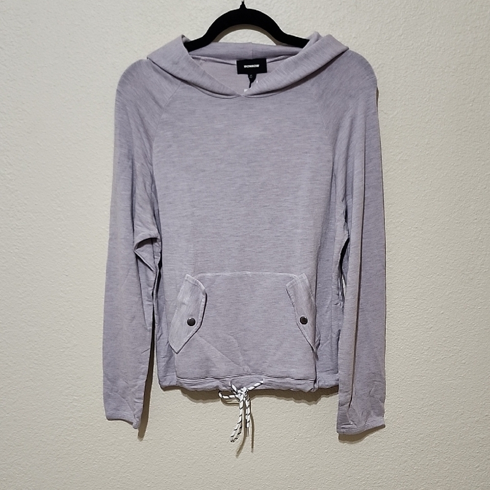 Monrow Gray Relaxed Sweatshirt with Drawstring Hem